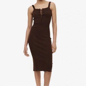 H&M Brown Lacing-Detail Dress Bodycon